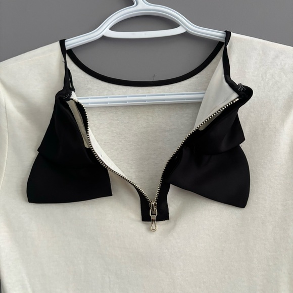 Ann Taylor Petite Small White and Black Cotton Short Sleeve Tee - Picture 6 of 11